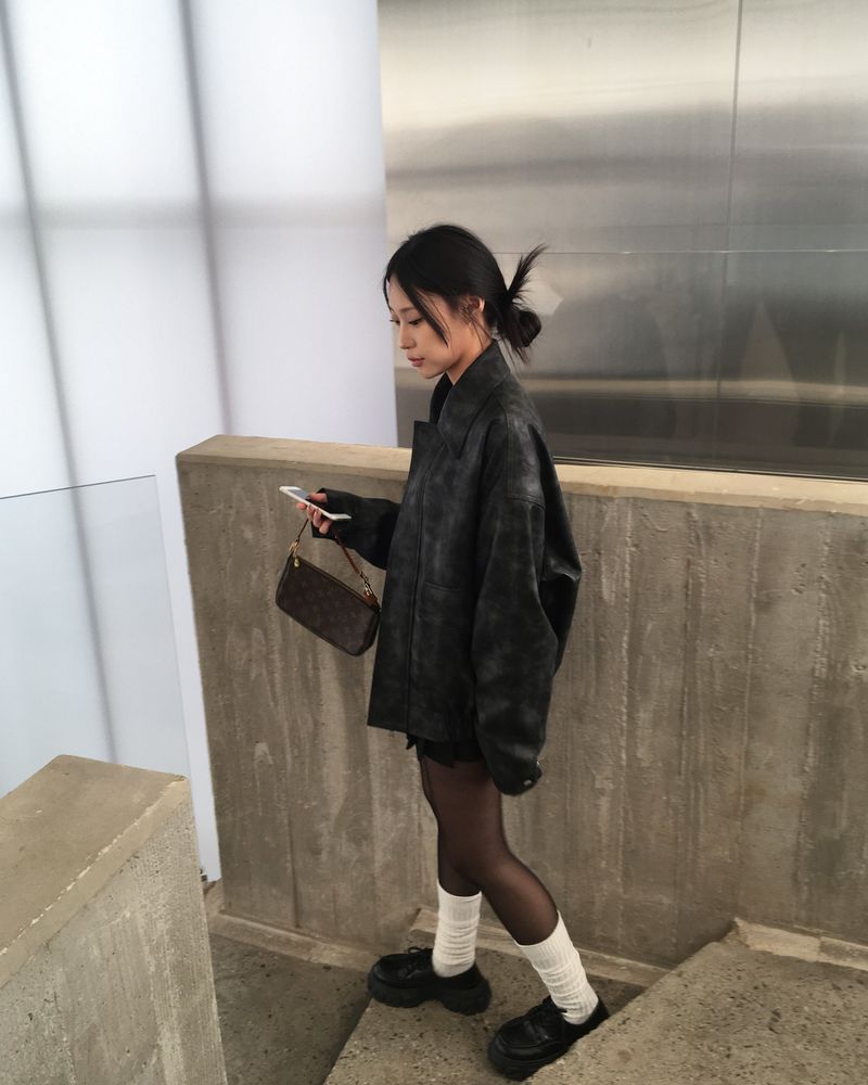 [Made] Rene leather jacket -black