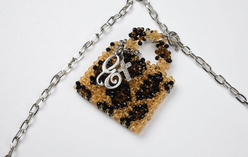 BEADED MICRO BAG & MULTI CHAIN (LEOPARD BROWN)