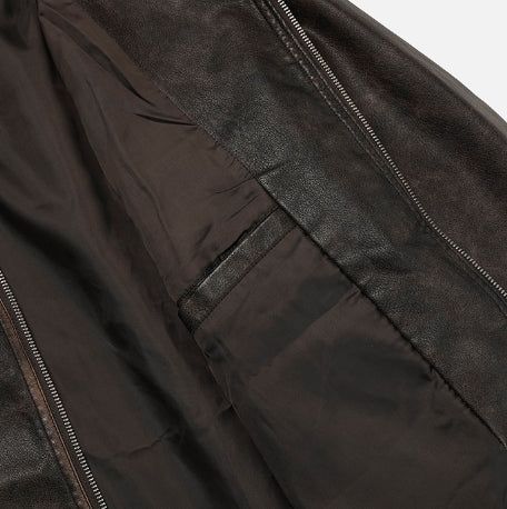 Pond cut washing two-way leather jacket