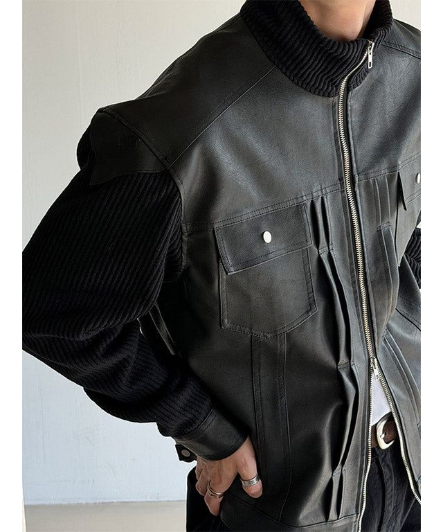 LAURANT（ロラン）の「[F/W] Rough knit leather jacket（Jackets/Outerwear）」