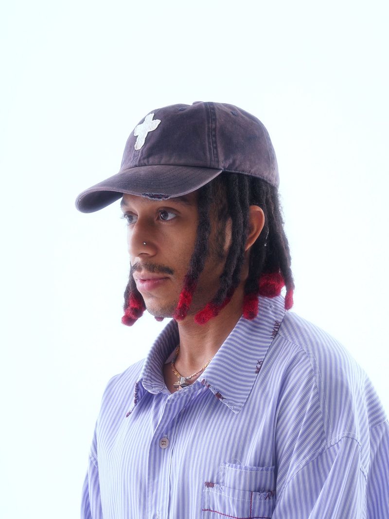 TWILL FADED RANDOM STITCH EMBROIDERY PATCH WASHED BALLCAP