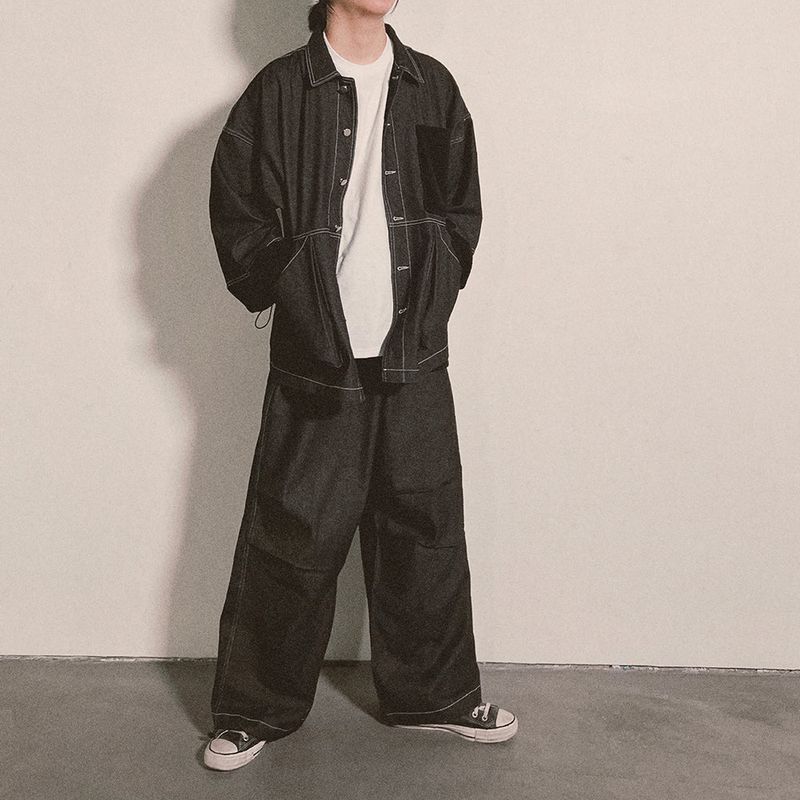 reverse Terry Pocket Denim Pants_black