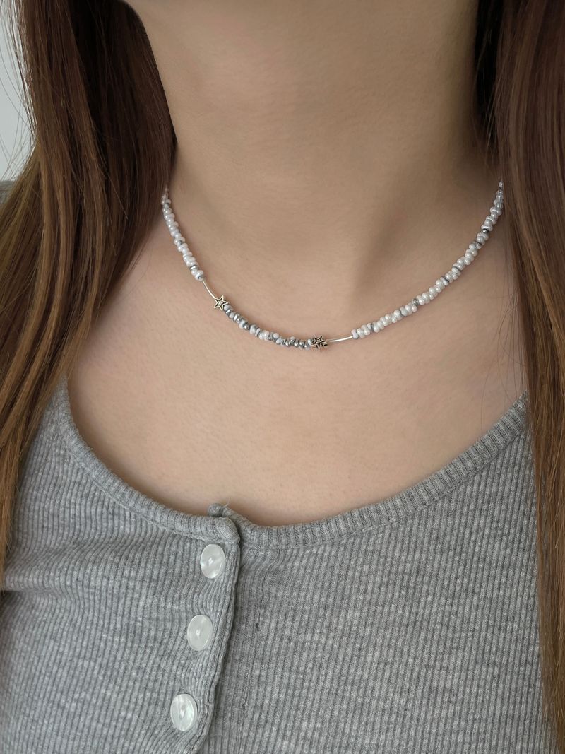 pebble silver bar necklace