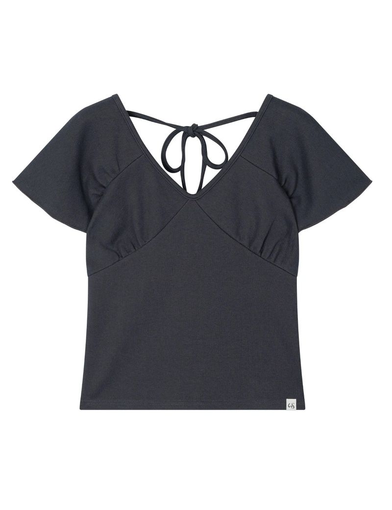 WRAP SHIRRING TOP(CHARCOAL)