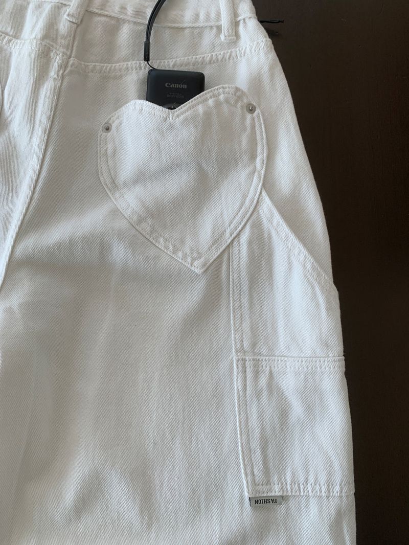Luri Back Heart Pocket Carpenter Wide Pants 