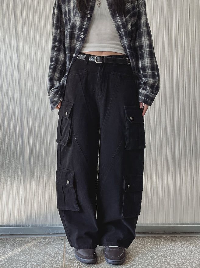 Torti cut stitch denim cargo pants
