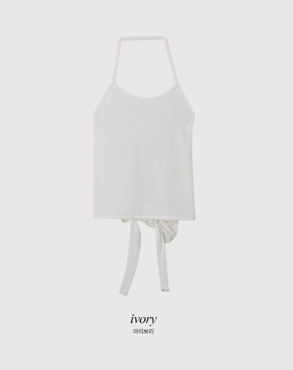 Halter Neck Ribbon Layered Sleeveless (3color)