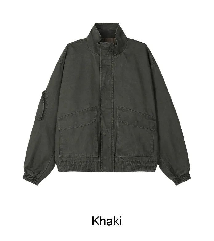 Denz Washed High-Neck Field Jacket