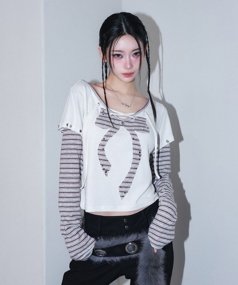 CHERRYQUIRI（チェリーキュリー）の「パンキーボウレイヤードT - ivory（トップス）」