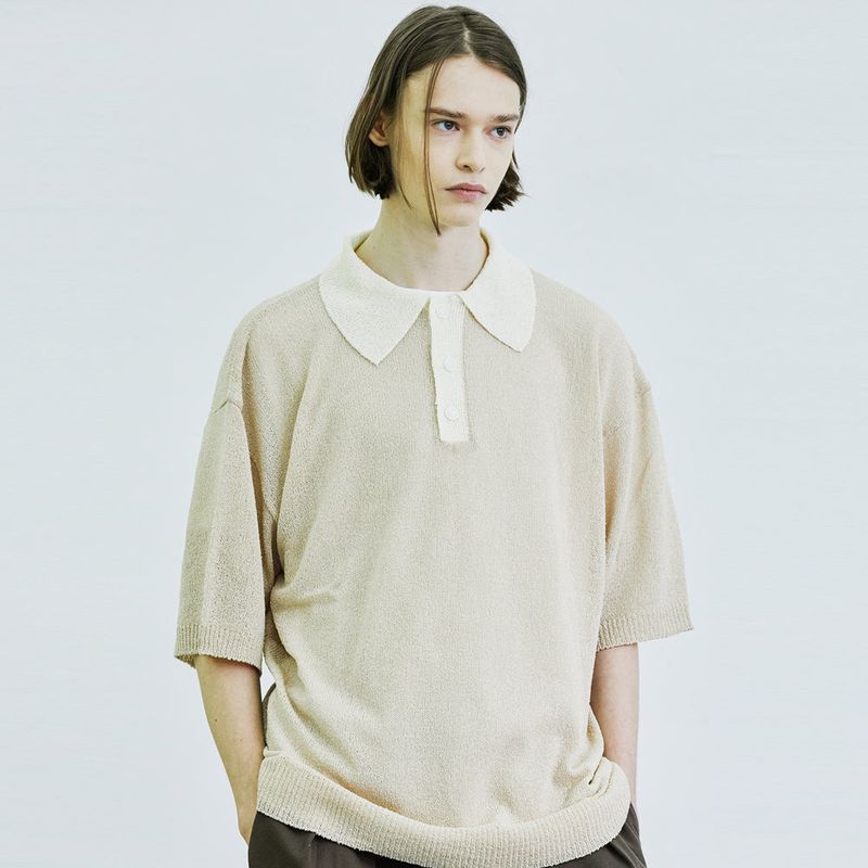 BOUCLE SUNDAISY COLLAR HALF KNIT BEIGE