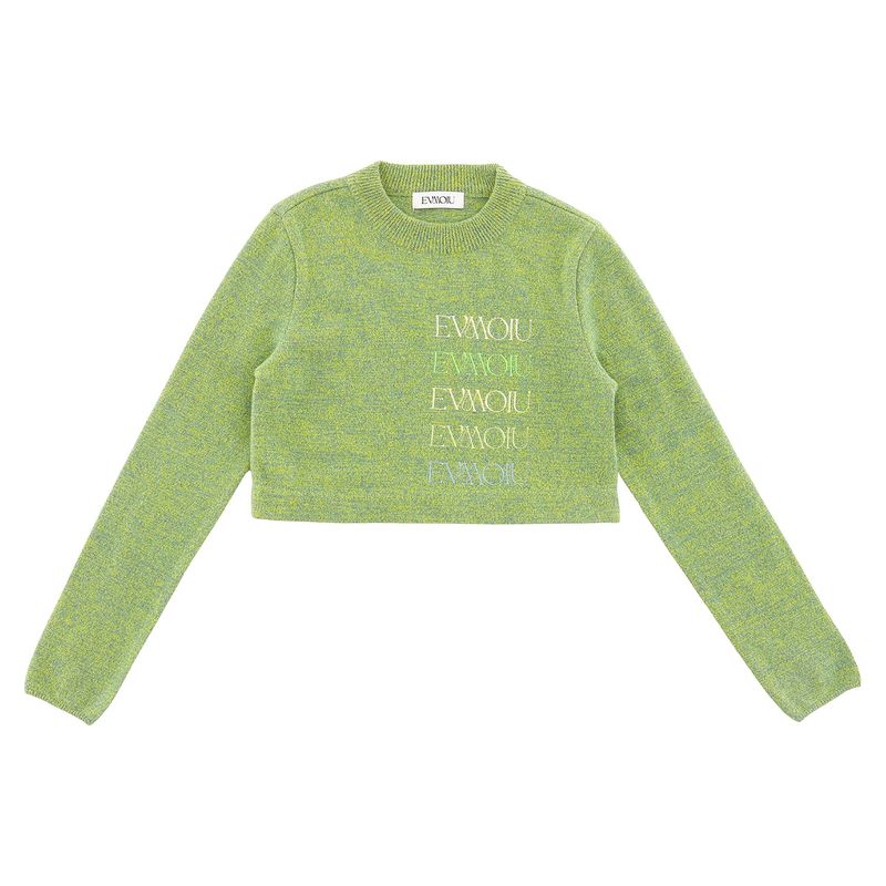 ALPACA EMBROIDERY CROP KNIT - MINT GREEN