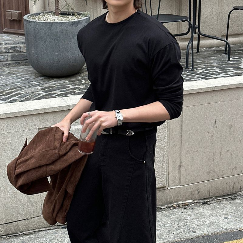 LMN Normal Soft V-neck Long Sleeve Tee (4 colors)