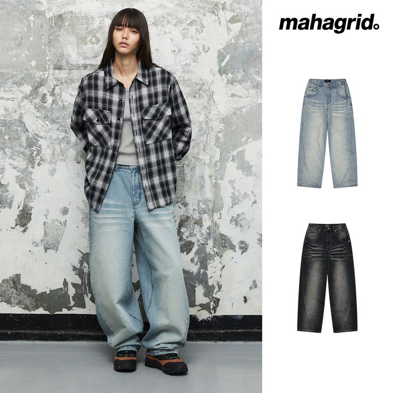 WASHED POCKET DENIM PANTS_BLACK
