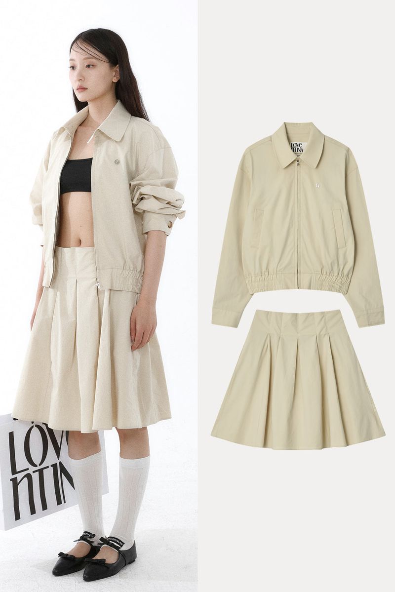 Loventina（ラヴェンティナ）の「[SET-UP] HIGH-DENSITY TWILL WORK JACKET,SMOKE MIDI SKIRT SET（Setup）」