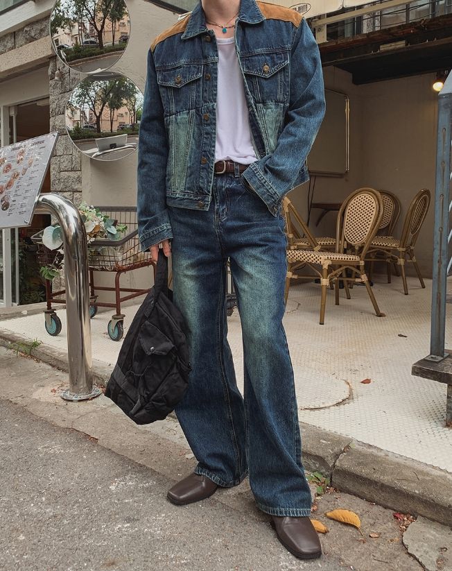 Morgan Corduroy Patch Wide Denim Pants