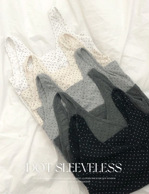 MR Slim Fit Layered V-neck Dot Sleeveless (5color)