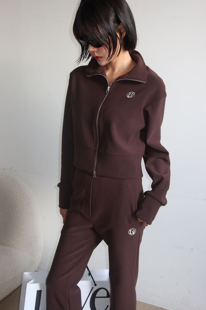 TWO-WAY FLEECE ZIP-UP_BROWN
