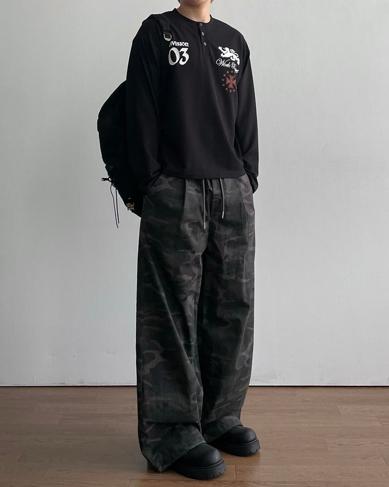 Kingdom Henley Neck Waffle Long Sleeve