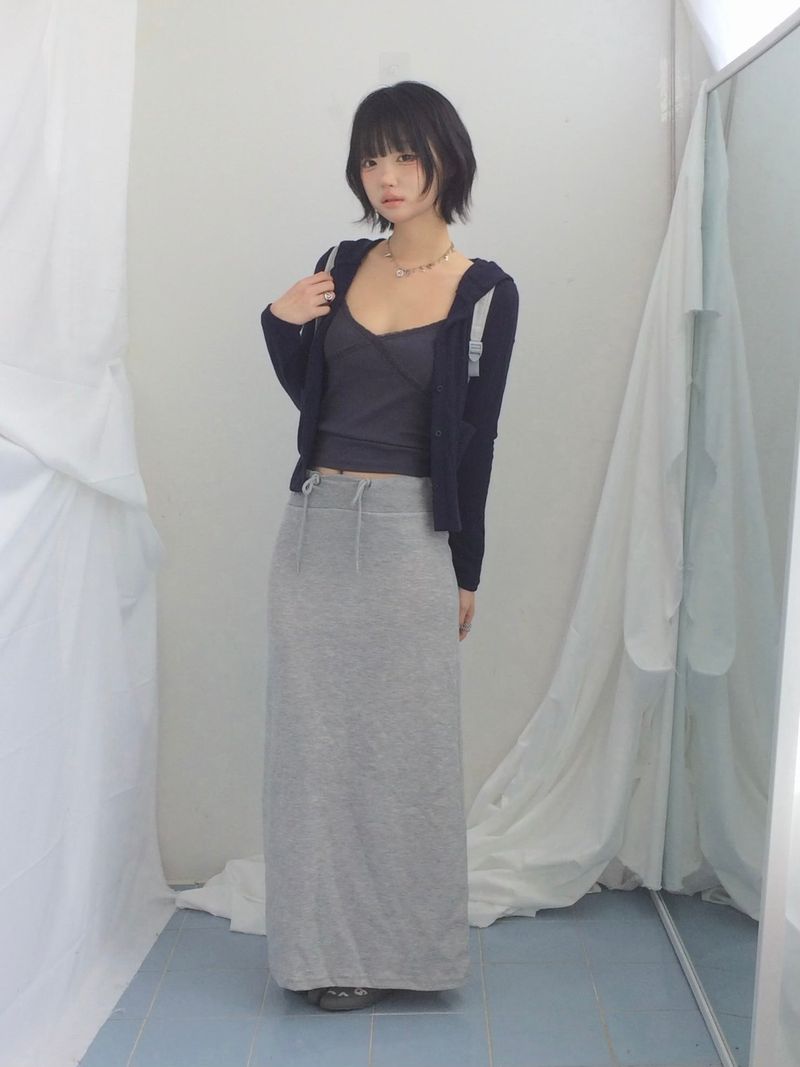 Slim Base String Long Skirt