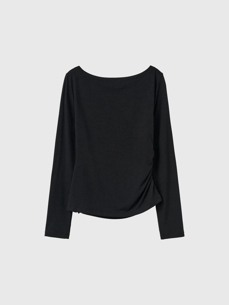 DRAPE SHIRRING LONG SLEEVE T-SHIRT