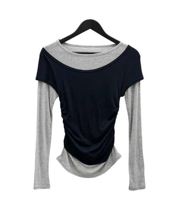 Dual Layered Color Matching Boat Neck Tee