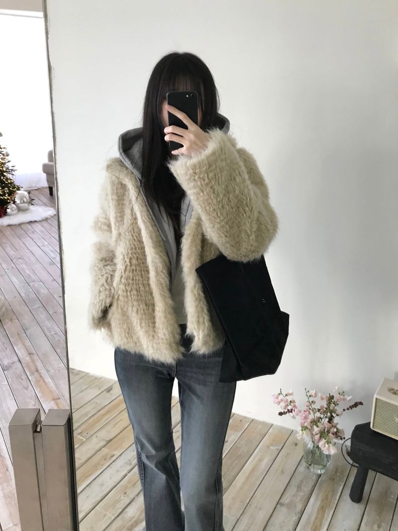 Perry High-Neck Fur Jacket (one color)