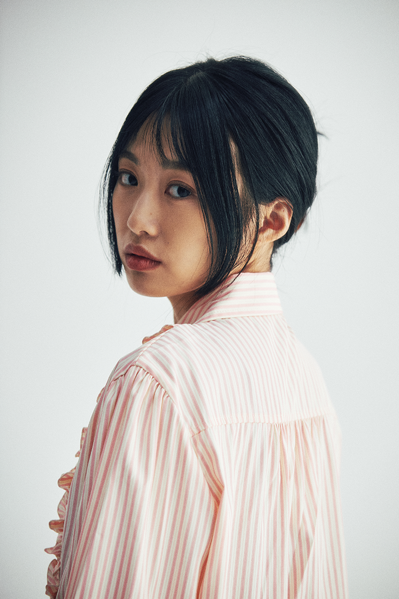 Stripe Frill Blouse (pink)