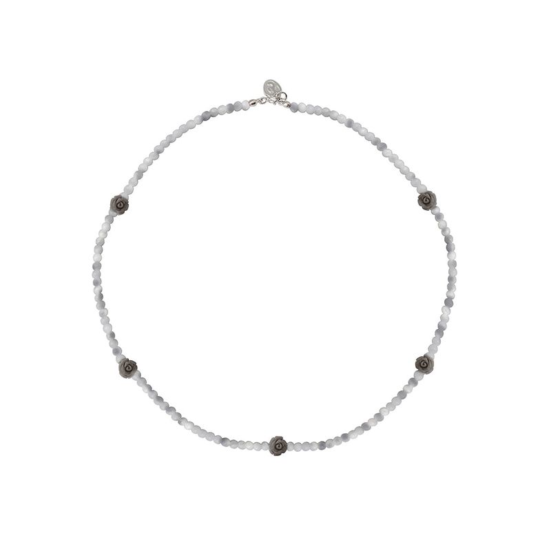 [925 SILVER] Mini Rose Beads Necklace (4colors)