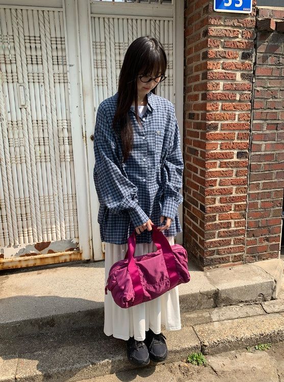 [unisex] Tail Overfit Pocket Check Shirt