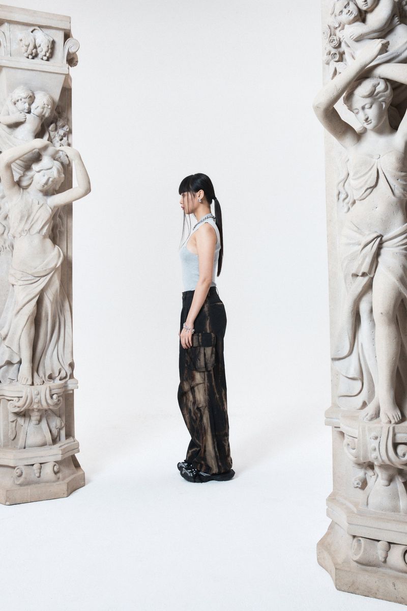 Tie Dye Wide Jogger Pants (BLACK)