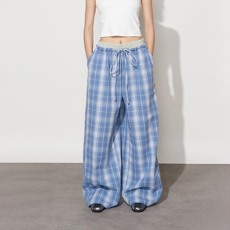 FMACM Contrast Waistband Check Trousers
