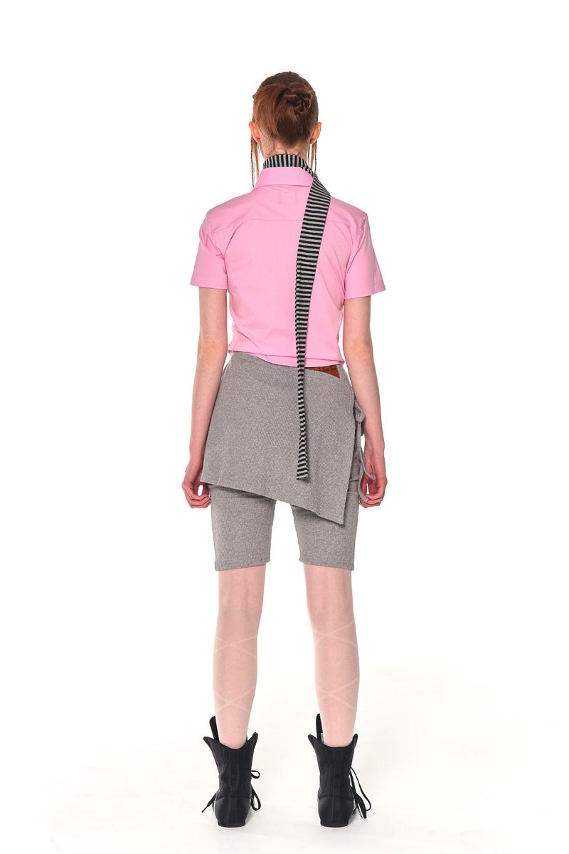 BIKER LAP SKIRT SHORTS (GRAY)