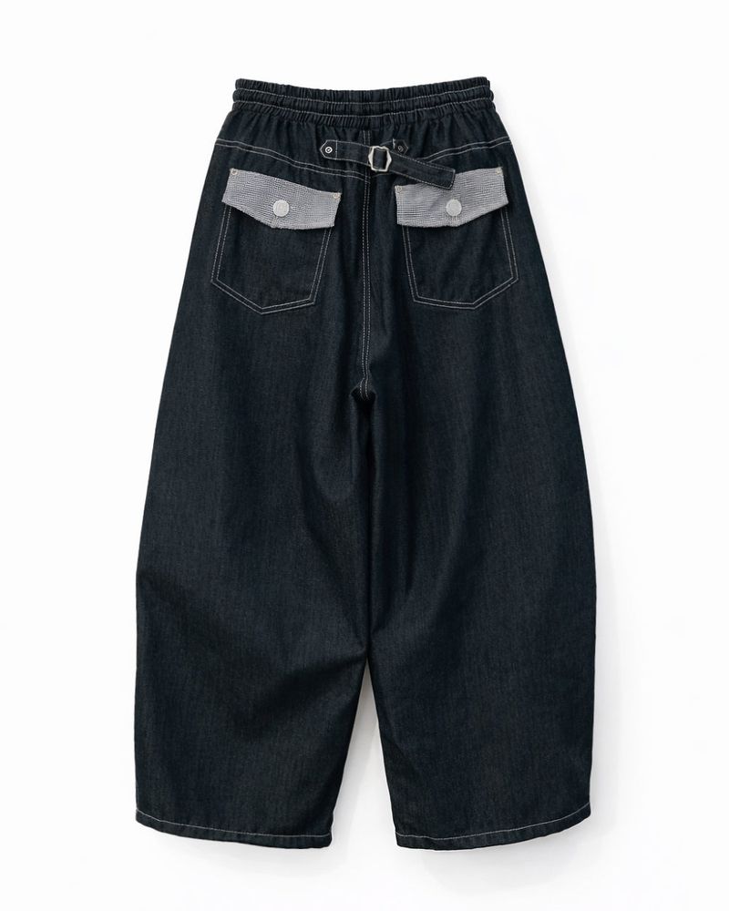 Hanel Check Flap Balloon Denim Pants