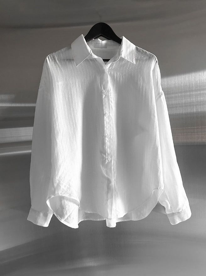 Sie Knot See-through Wrap Shirt Blouse