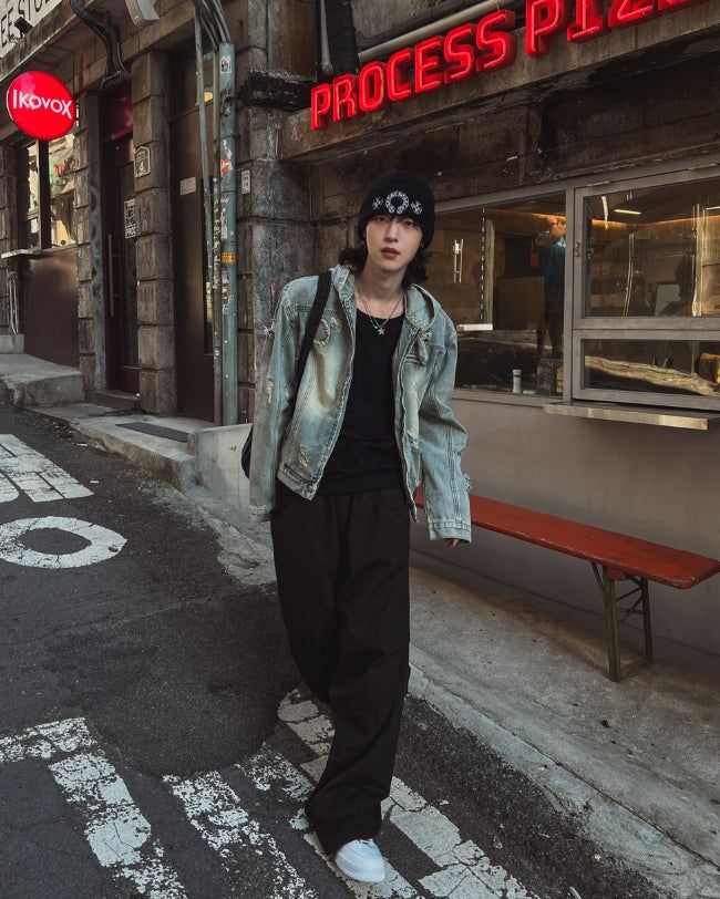 Chris damage hooded denim jacket