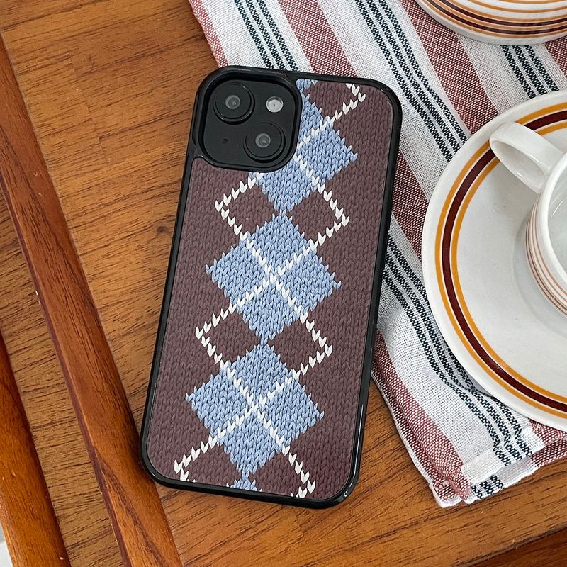 CLASSIC ARGYLE GLASS BUMPER CASE_BROWN