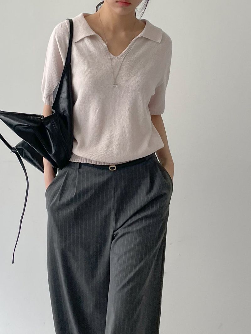 Eiffel Stripe Banding Wide Slacks