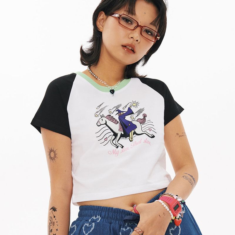 WITCH Raglan Crop T-shirt [2Color]