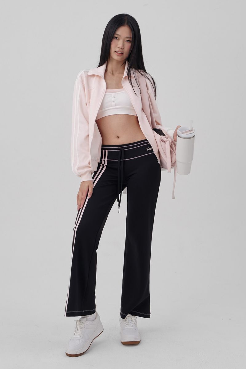 Bella pink line track pants, Black