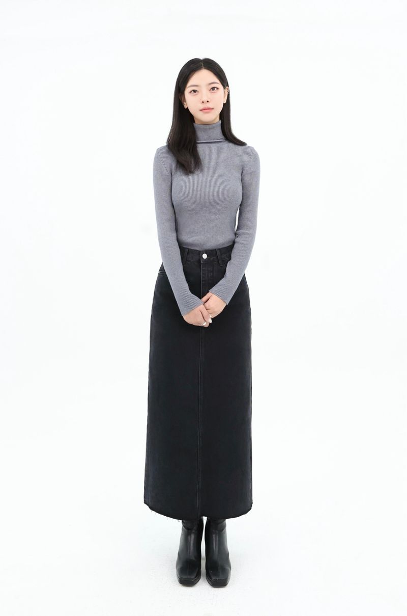 DENIM MAXI SKIRT_BLACK code 26003