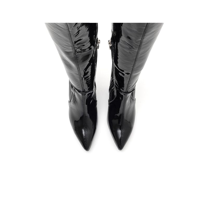 New Thigh High Boots Heel(Glossy Black)