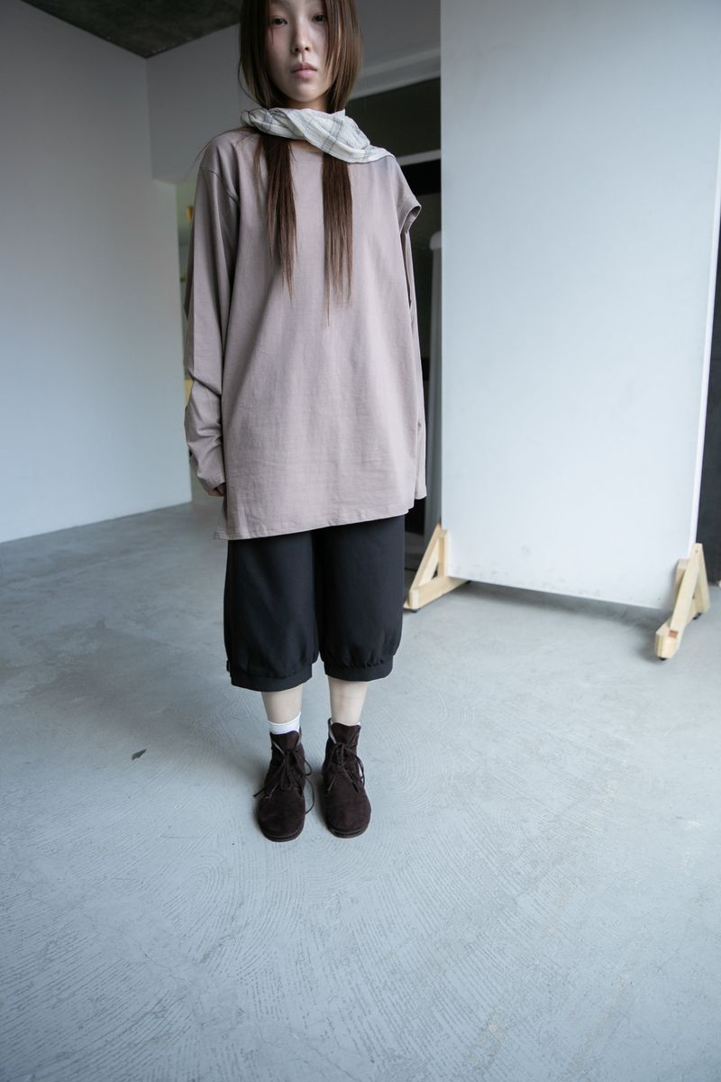 hole shoulder over long top(3colors)