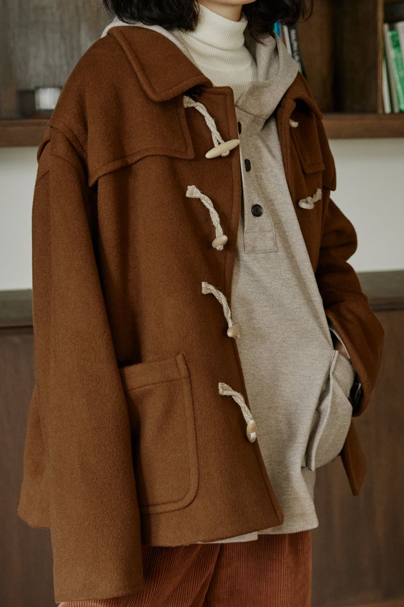 unisex half duffle coat camel
