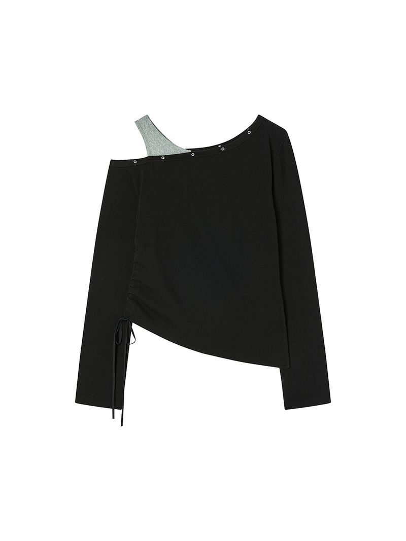 EYELET OFF SHOULDER L/S BLACK