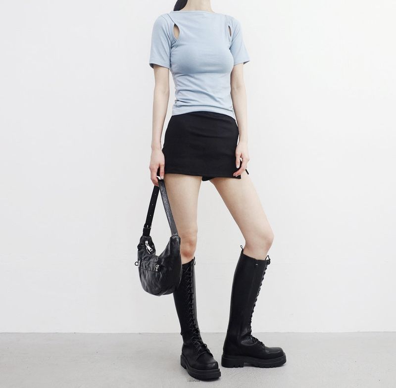 Komon slit short skirt pants