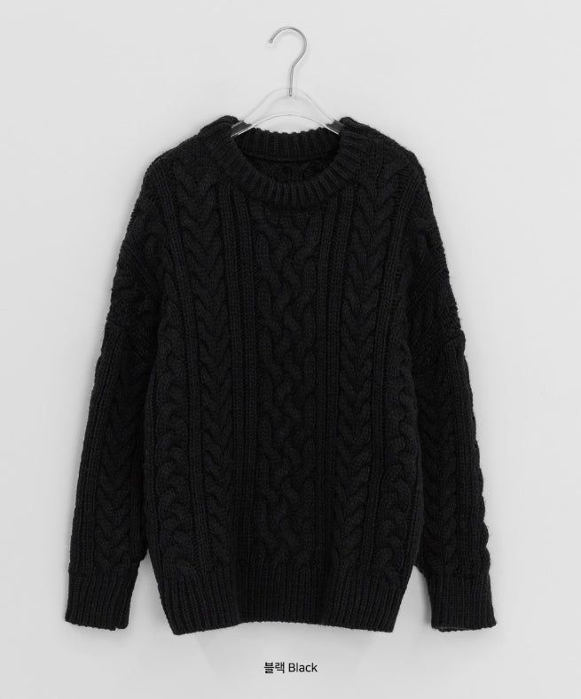 Hanme Cable Round Wool Knit