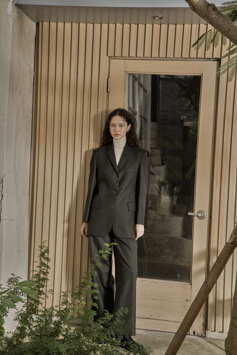 WOOL TWILL SETUP JACKET_DEEP KAHKI