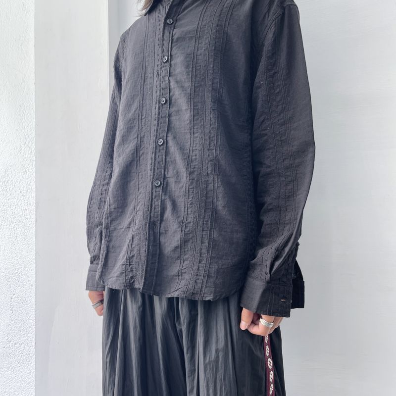 Deep Black Vertical Texture Shirt