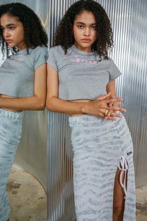 zebra terry skirt_gray