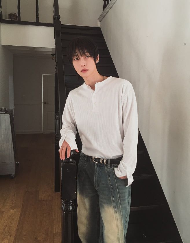Levan Cuffs Henley Neck Long Sleeve